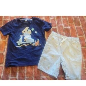Gymboree Boys Easter Bunny Set Shirt 5t Shorts 4t Carrot